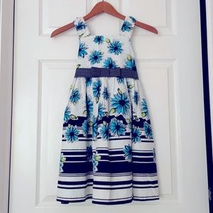 Iris & Ivy blue flower/polka dot dress. Girls 6X